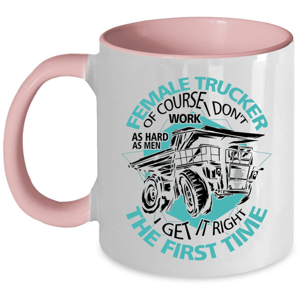 Cool Gift For Mom Coffee Mug, Female Trucker Accent Mug
