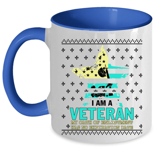 Awesome American Flag Coffee Mug, I Am A Veteran Accent Mug