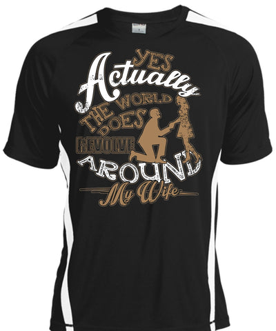 A black t-shirt with the shopify logo