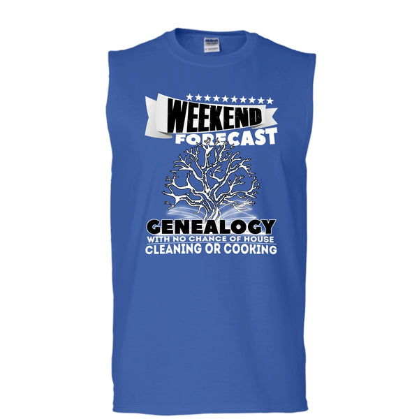 Weekend Forecast Genealogy T Shirt, Coolest Genealogy T Shirt, Cool T Shirt (Men's Cotton Sleeveless)