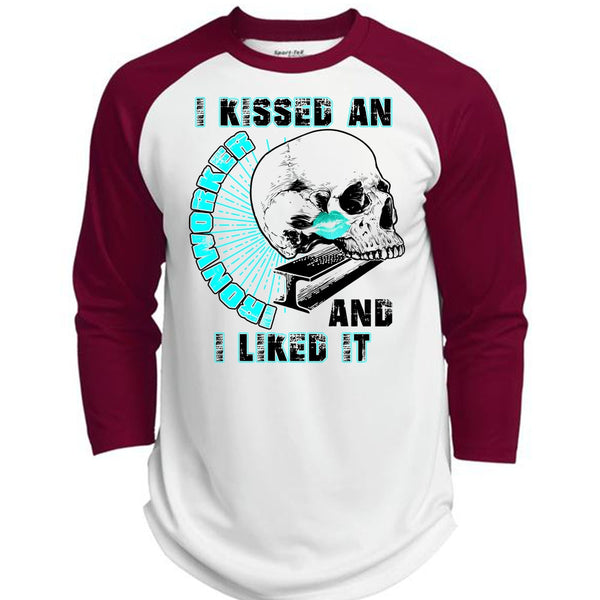 I Kissed An Ironworker T Shirt, I Love  Ironworker T Shirt, Awesome T-Shirts  (Polyester Game Baseball Jersey)
