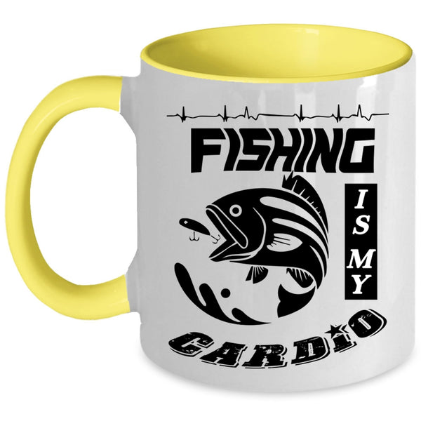 Awesome Fisher Coffee Mug, Fishing Is My Cardio Accent Mug