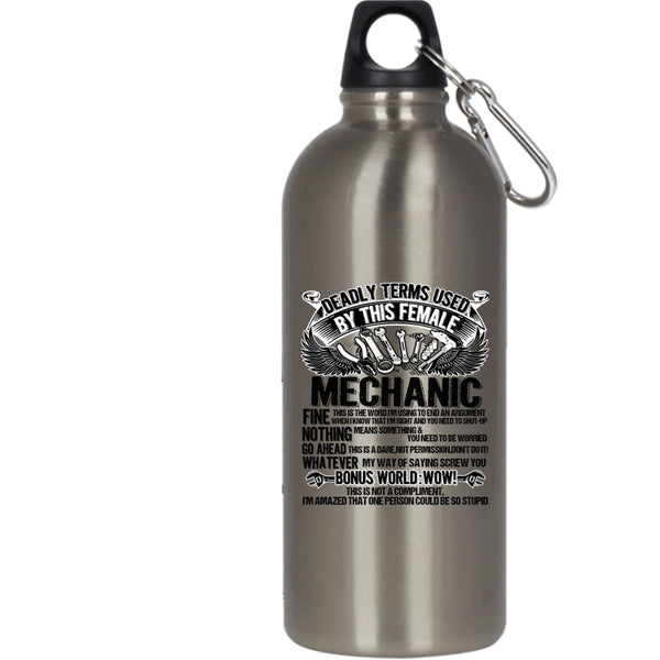 Female Mechanics 20 oz Stainless Steel Bottle,Cute Gift For Female Mechanic Outdoor Sports Water Bottle