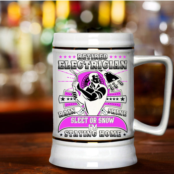 Awesome Retirement Beer Stein 22oz, Retired Electrician Beer Mug