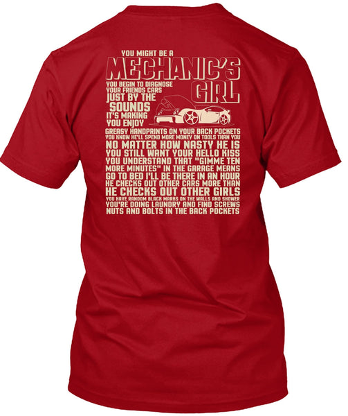 You Might Be A Mechanic's Girl T Shirt, He Checks Out Other Girls T Shirt