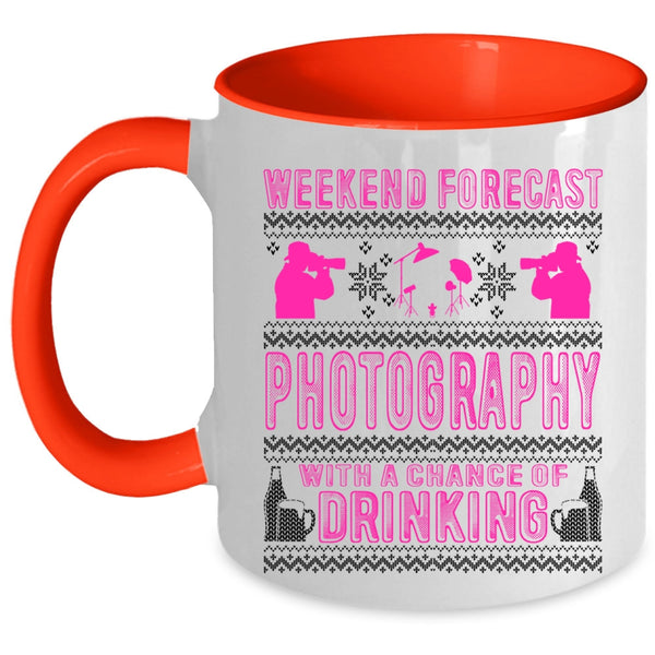 Cute Photographer Coffee Mug, Weekend Forecast Photography Accent Mug