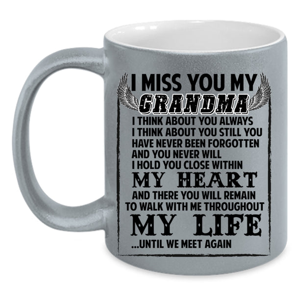 Cute Gift For Grandkids Coffee Mug, I Miss You My Grandma Accent Mug