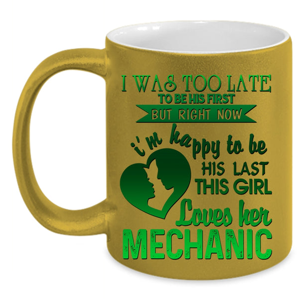 Cute Mechanic's Girlfriend Coffee Mug, This Girl Loves Her Mechanic Accent Mug