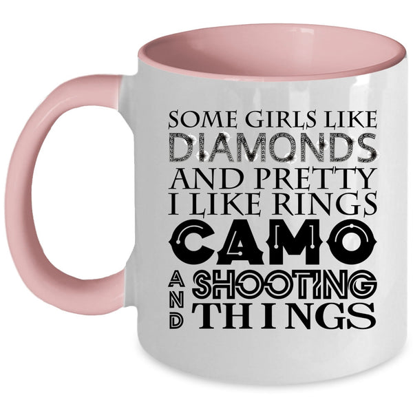 I Like Rings Camo And Shooting Coffee Mug, Pretty Girls Accent Mug