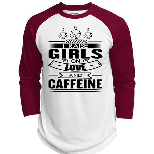 I Raise Girls On Love And Caffeine T Shirt, I Love Coffee T Shirt, Awesome T-Shirts  (Polyester Game Baseball Jersey)