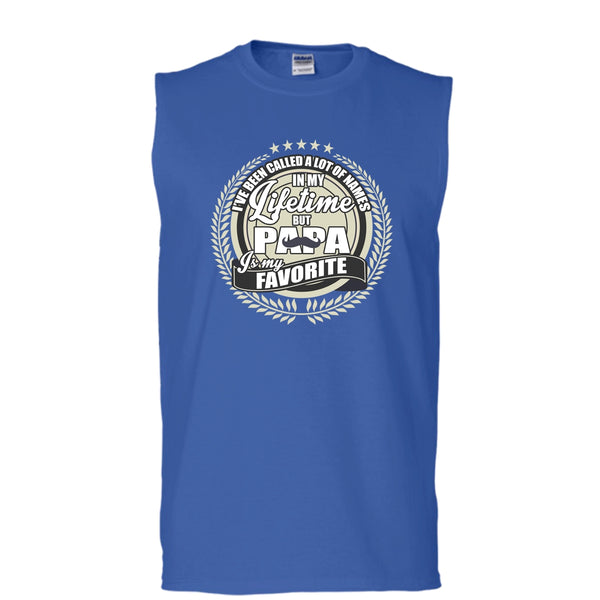Papa Is My Favorite Name T Shirt, Coolest Papa Ever Tank Top (Men's Cotton Sleeveless)