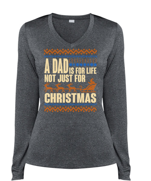 A Dad Is For Life Not Just For Christmas T Shirt, This Girl Loves Christmas T Shirt, Cool Shirt (Ladies LS Heather V-Neck)