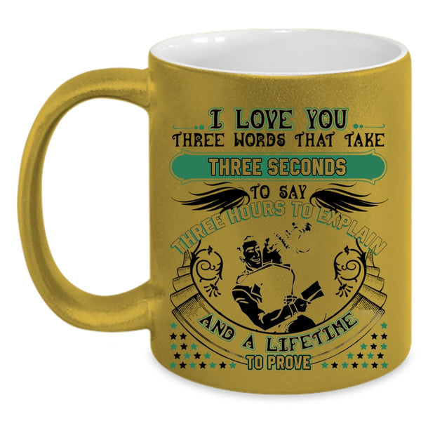 Cute Coffee Mug, I Love You Three Words That Take Three Seconds Accent Mug