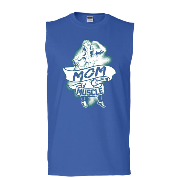 Mom With Muscle T Shirt, Gift For Mom Tank Top (Men's Cotton Sleeveless)
