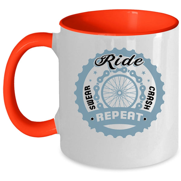 Outdoor Coffee Mug, Ride Swear Crash Repeat Accent Mug