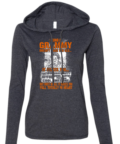Being A Grammy T Shirt, Fall Totally In Heart T Shirt (Anvil Ladies Ringspun Hooded)