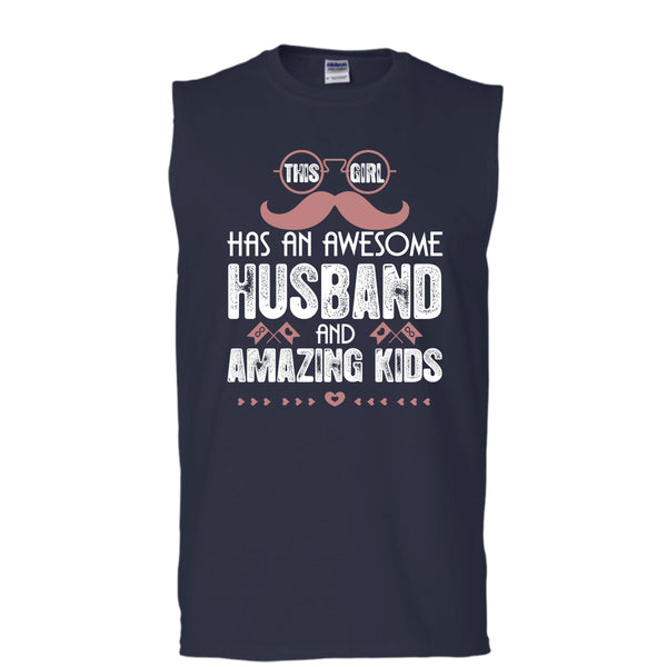 This Girl Has An Awesome Husband T Shirt, Husband T Shirt, Cool T Shirt (Men's Cotton Sleeveless)