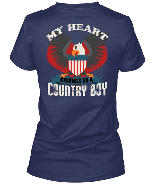 My Heart Belongs To A Country Boy T Shirt, I Love Veteran T Shirt