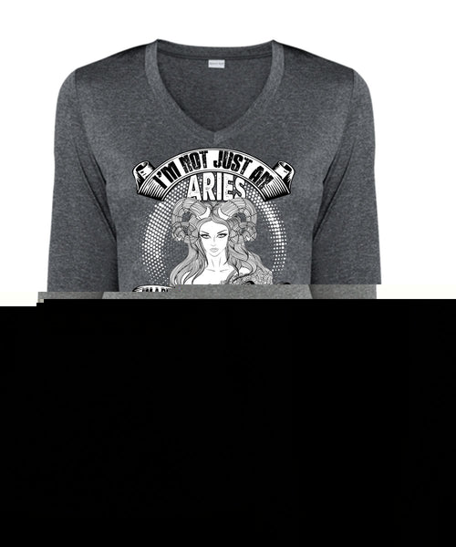I'm An Aries T Shirt, Being An Aries T Shirt, Cool Shirt (Ladies LS Heather V-Neck)