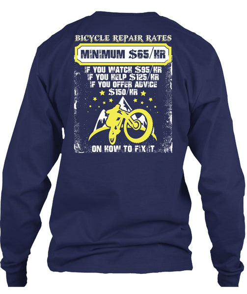 Bicycle Repair Rates T Shirt, Minimum $65/Hr T Shirt