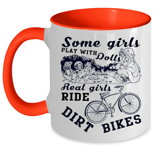 Cool Girls Coffee Mug, Real Girls Ride Dirt Bikes Accent Mug