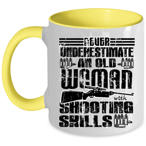 Cool Grandmother Coffee Mug, An Old Woman With Shooting Skills Accent Mug