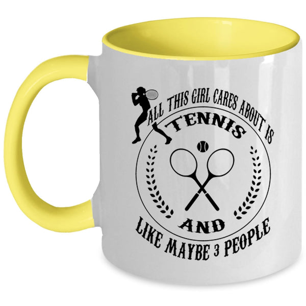 Cool Girls Coffee Mug, All This Girl Cares About Is Tennis Accent Mug