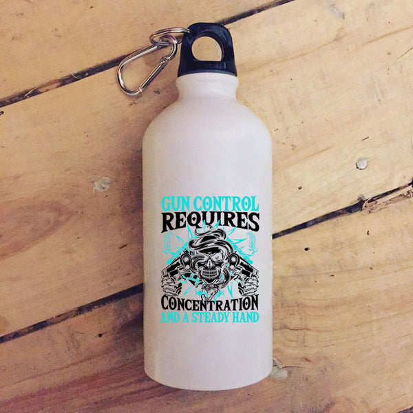 Gun Control Requires Concentration 20 oz Stainless Steel Bottle,Steady Hand Outdoor Sports Water Bottle