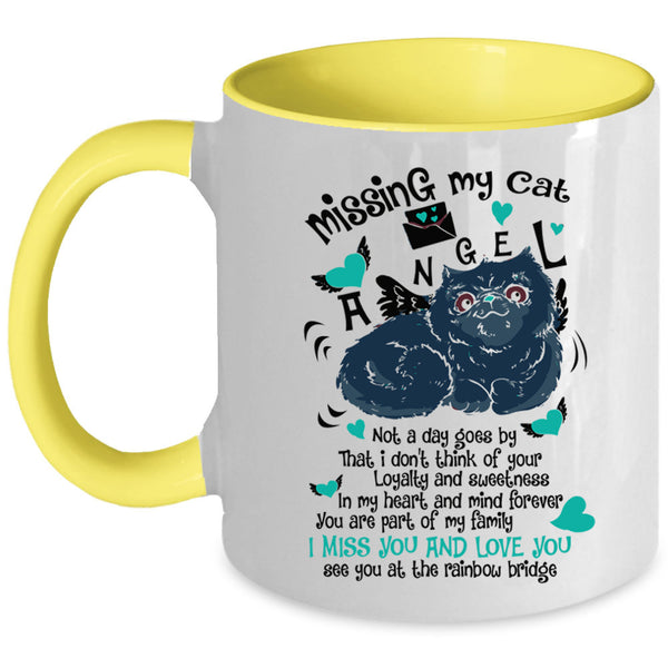 I Miss You And Love You Coffee Mug, Missing My Cat Angel Accent Mug
