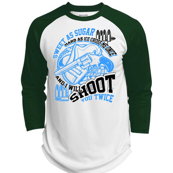 I Will Shoot You Twice T Shirt, I Love Hunting T Shirt, Awesome T-Shirts  (Polyester Game Baseball Jersey)