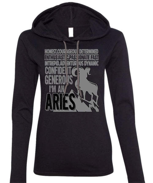 I'm An Aries T Shirt, Being An Aries T Shirt (Anvil Ladies Ringspun Hooded)