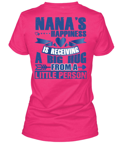 Nana's Happiness Is Receiving A Big Hug T Shirt, I Love Nana T Shirt, Cool Shirt (Ladies LS Heather V-Neck)