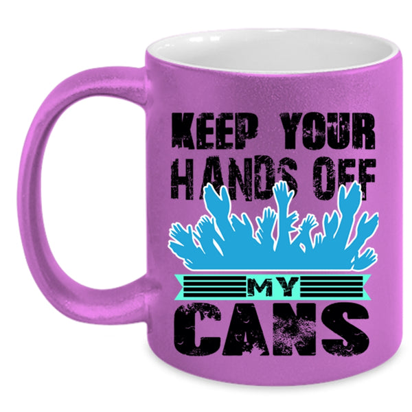 Funny Beer Coffee Mug, Keep Your Hands Off My Cans Accent Mug