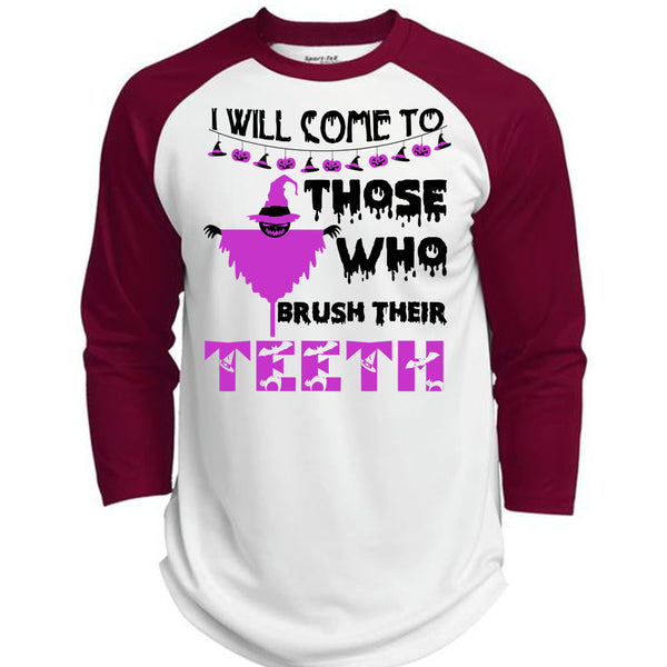 I Will Come To Those Who Brush Their Teeth T Shirt, Wait For Halloween T Shirt, Awesome T-Shirts  (Polyester Game Baseball Jersey)
