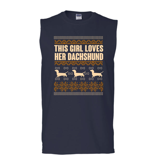 This Girl Loves Her Dachshund T Shirt, Coolest Dachshund Lover Tank Top (Men's Cotton Sleeveless)