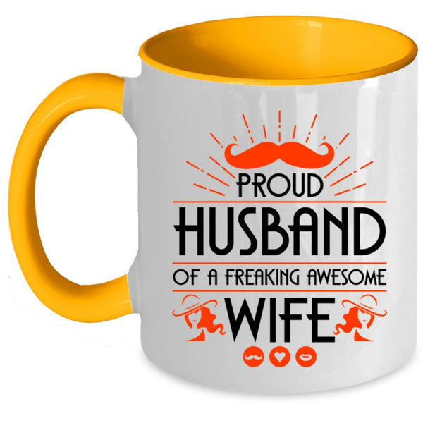 Cool Husband Coffee Mug, Proud Husband Of An Awesome Wife Accent Mug