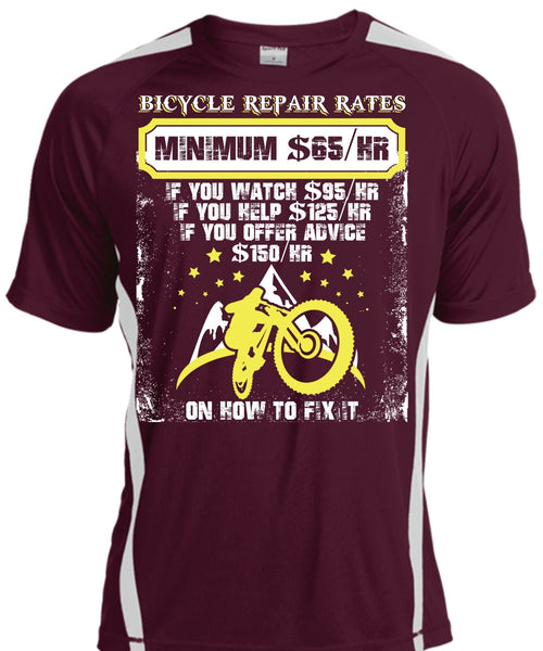 Bicycle Repair Rates T Shirt, Minimum $65/Hr T Shirt, Cool Shirt