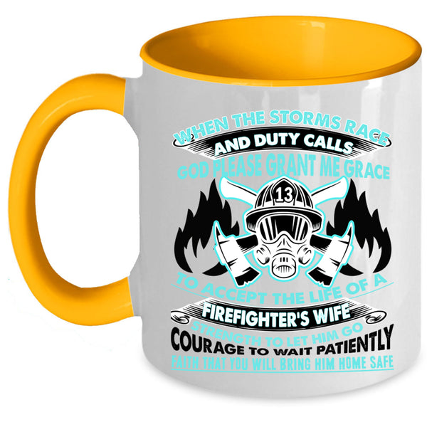 Beautiful Wife Coffee Mug, The Life Of A Firefighter's Wife Accent Mug