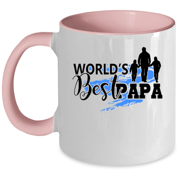 Cool Gift For Dad Coffee Mug, World's Best Papa Accent Mug