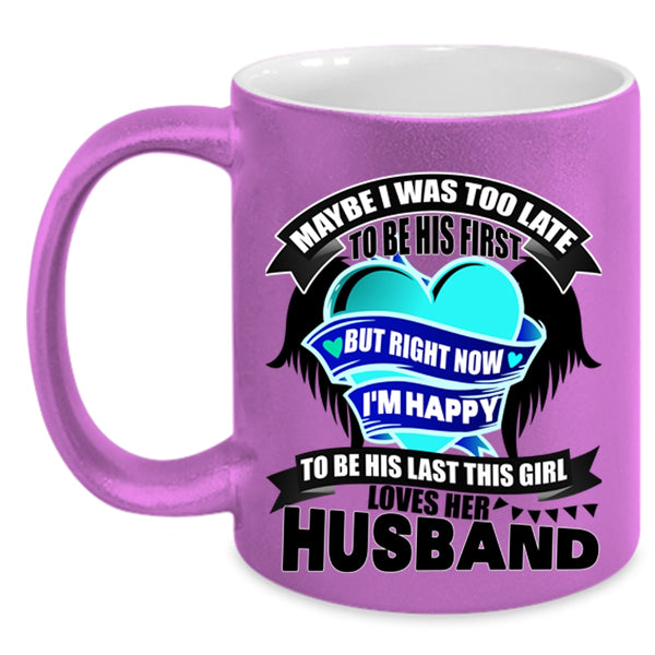 Cute Wedding Coffee Mug, This Girl Loves Her Husband Accent Mug