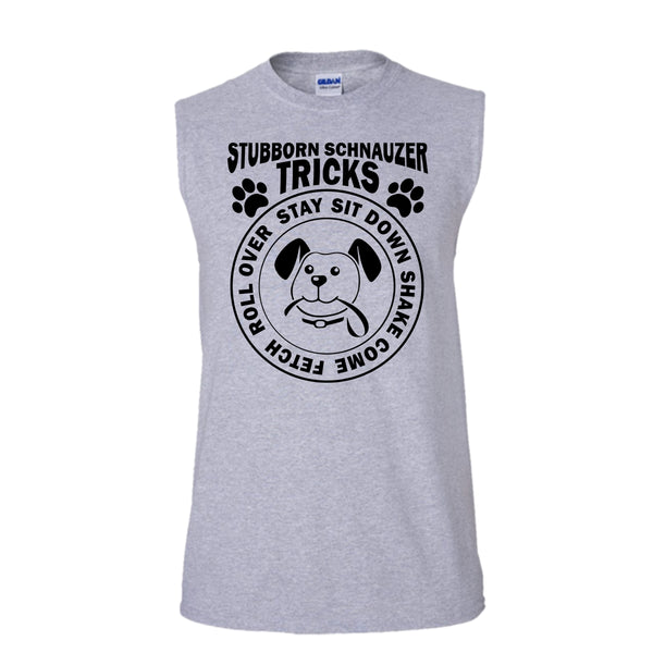 Stubborn Schnauzer Tricks Shirt, I Love My Dog T Shirt (Men's Cotton Sleeveless)