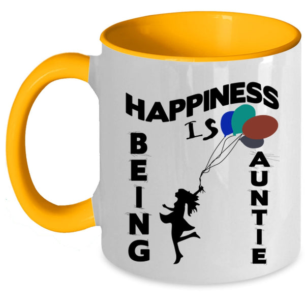 Cute Gift For My Aunt Coffee Mug, Happiness is Being Auntie Accent Mug
