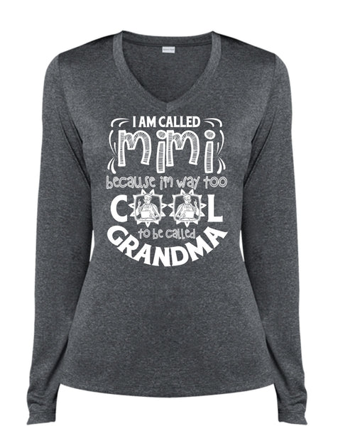 I Am Called Mimi T Shirt, To Be Called Grandma T Shirt, Cool Shirt (Ladies LS Heather V-Neck)
