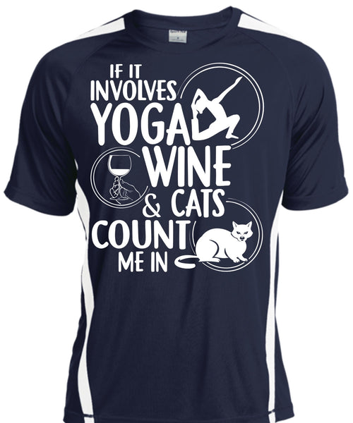 If It Involves Yoga Wine T Shirt, Cats Count Me In T Shirt, Cool Shirt