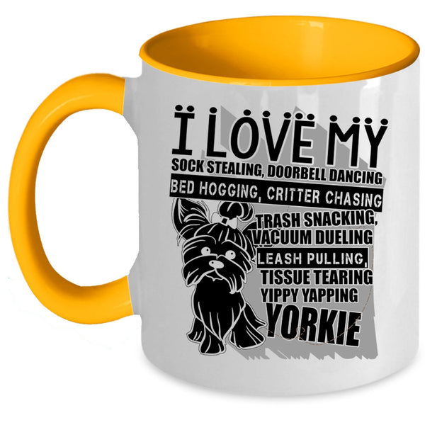 Cute Yorkie Coffee Mug, I Love My Yorkie Accent Mug