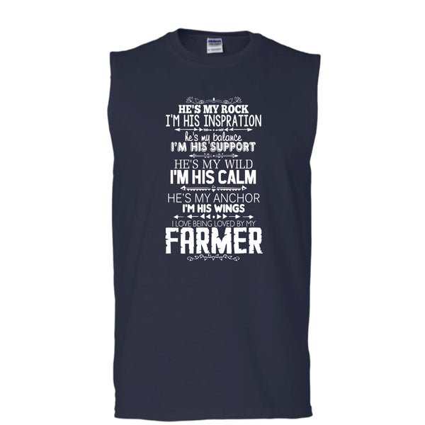 He Is My Rock T Shirt, I Love Being Loved By My Farmer T Shirt, Cool T Shirt (Men's Cotton Sleeveless)
