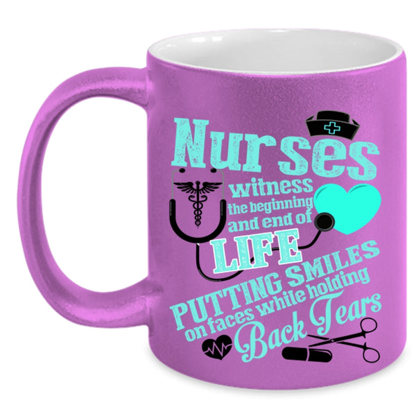 Cute Nurses Coffee Mug, Nurses Witness The Beginning Accent Mug