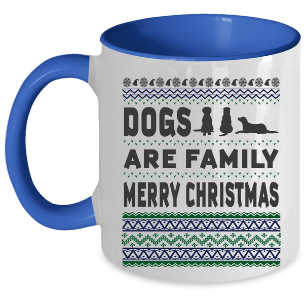 Merry Christmas Coffee Mug, Dogs Are Family Accent Mug