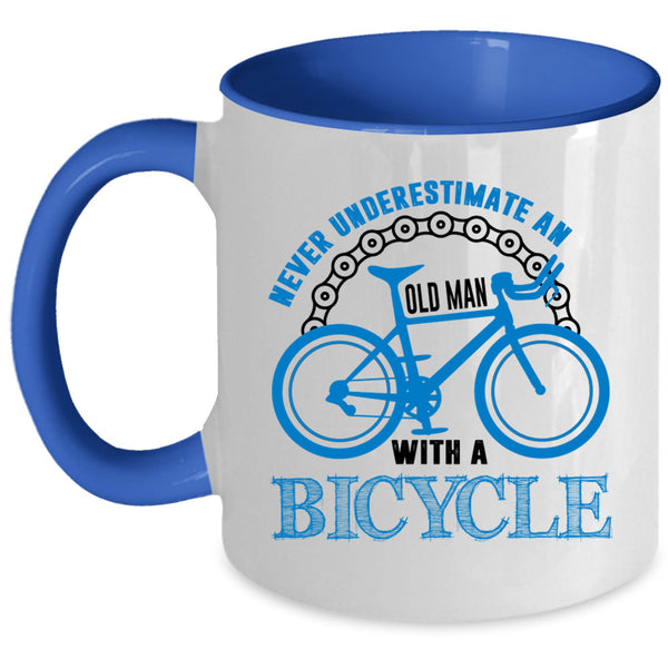 Cool Grandpas Coffee Mug, An Old Man With A Bicycle Accent Mug