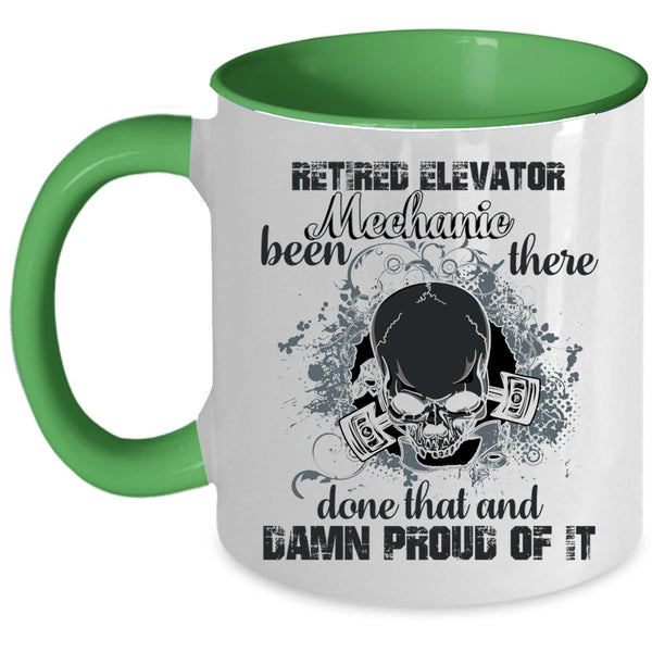 Cool Retirement Coffee Mug, Ritired Elevator Mechanic Accent Mug